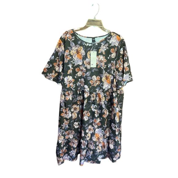 Emery Rose charcoal Floral Print Dress Sz 2XL NWT - Picture 1 of 5